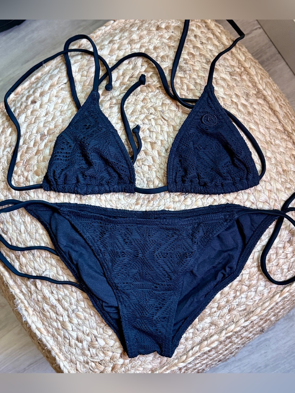 Rip Curl- Black Crochet Triangle Bikini Set - Women Swim 👙